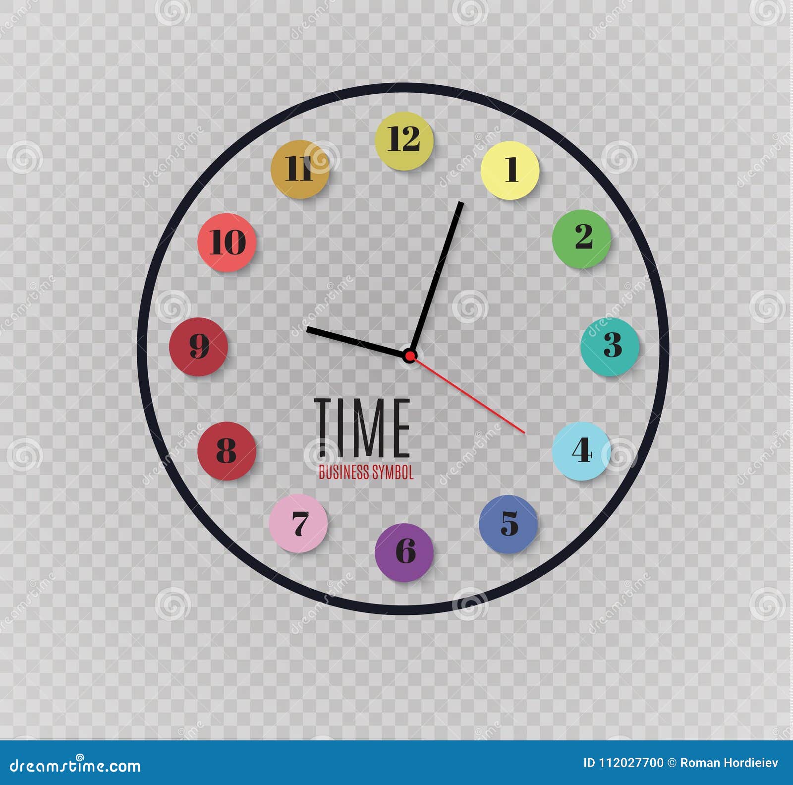 Wall Clock Office. Template Design in Vector Closeup. the Layout for