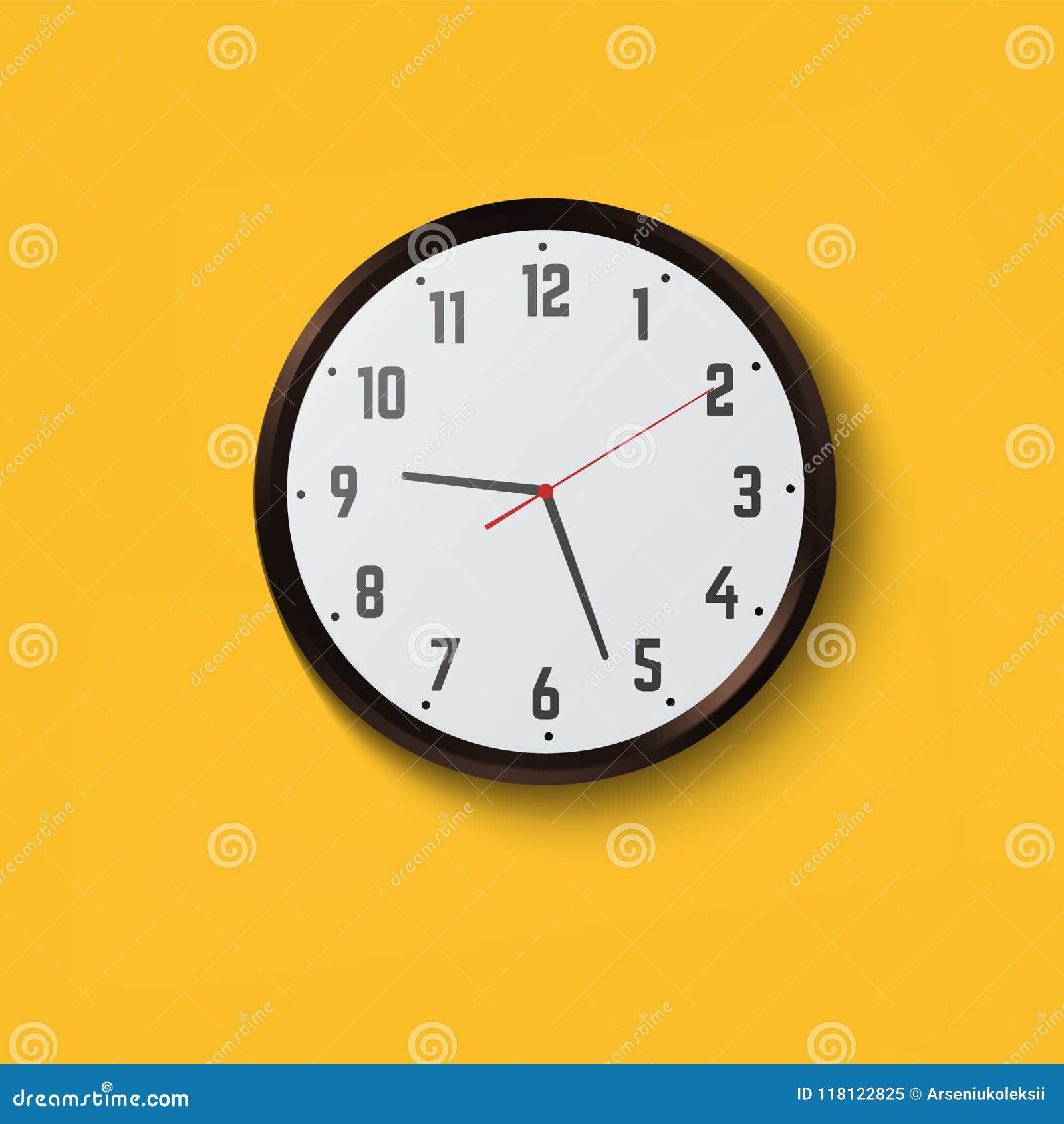 Wall Clock on Yellow Background Stock Vector Illustration of hour, circle 118122825