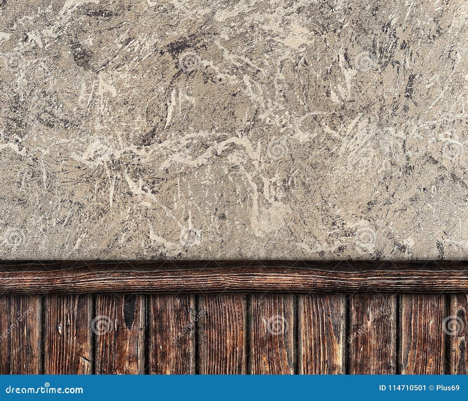 Wall Covered with Plaster and Decorative Planks Stock Image Image of