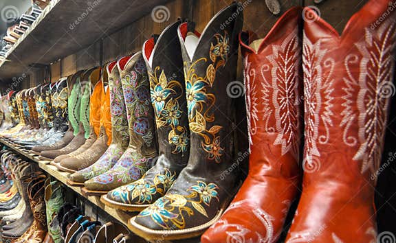 Wall of Cowboy Boots stock photo. Image of retail, santa - 94069260