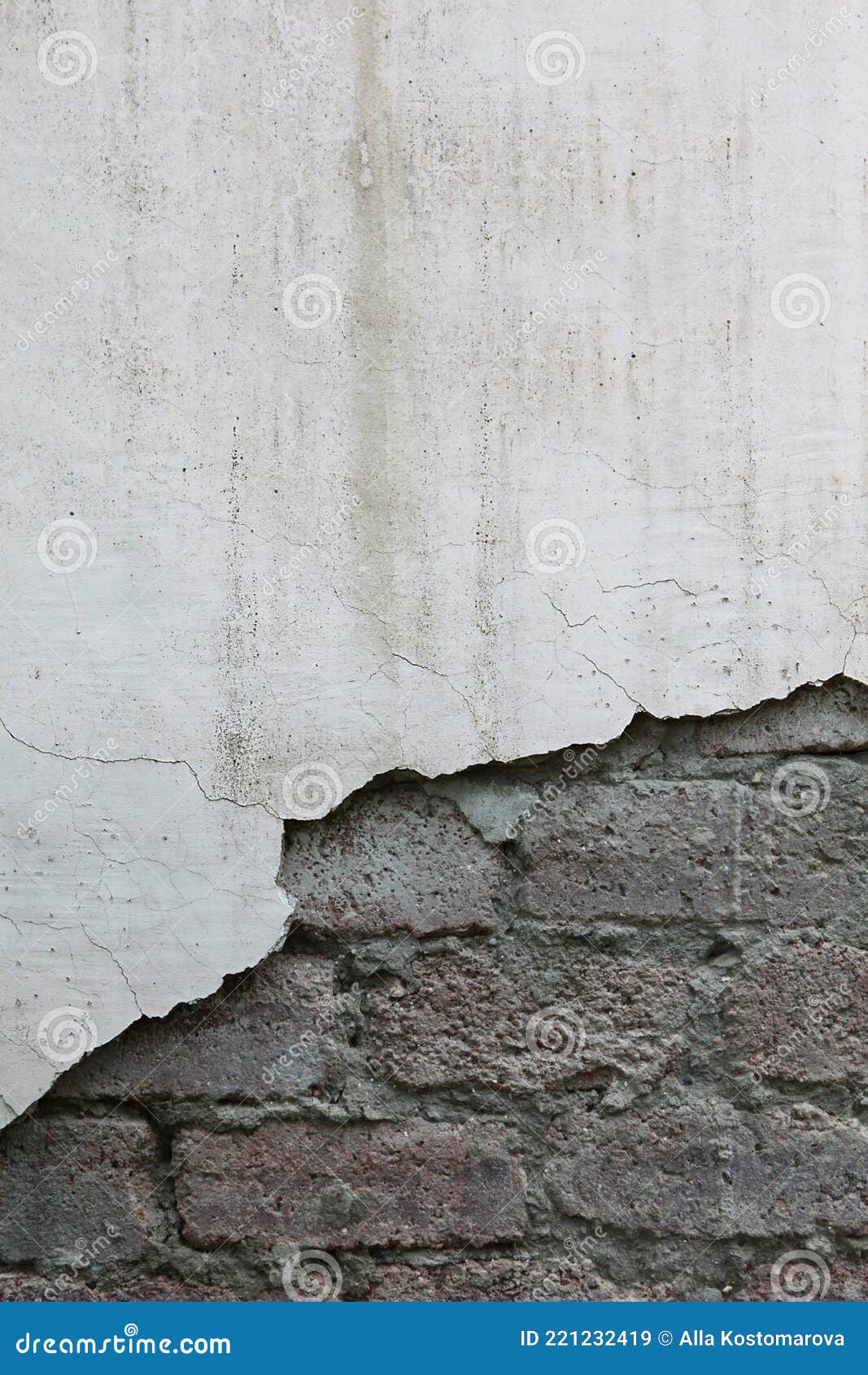 Wall with Crumbling Plaster. Traces of Destruction. a Brick Wall. Poor