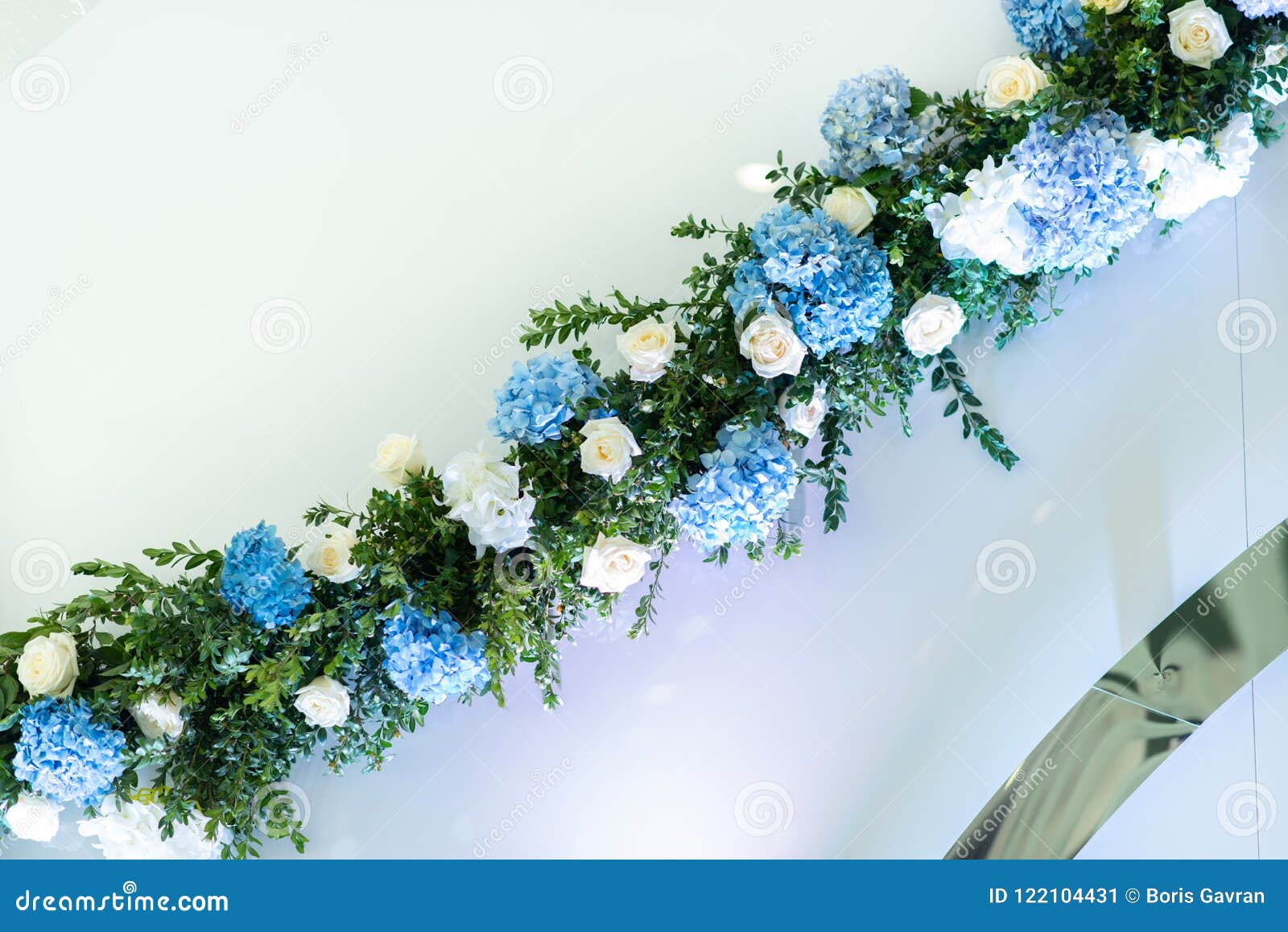 Wall Decorated with Compositions of Hydrangea Flowers Stock Image