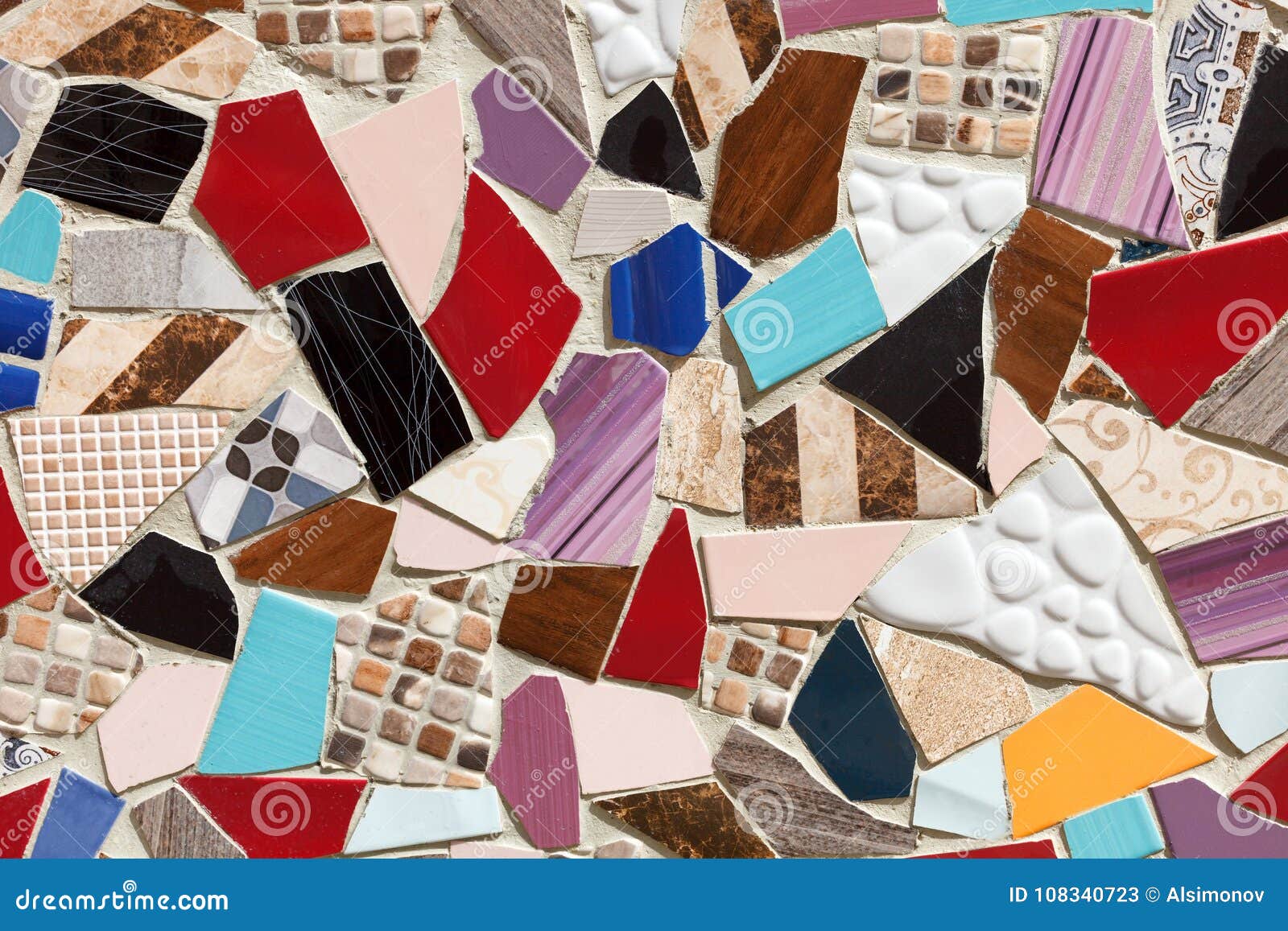 Wall is Decorated with Pieces of Ceramic Tile Stock Image Image of