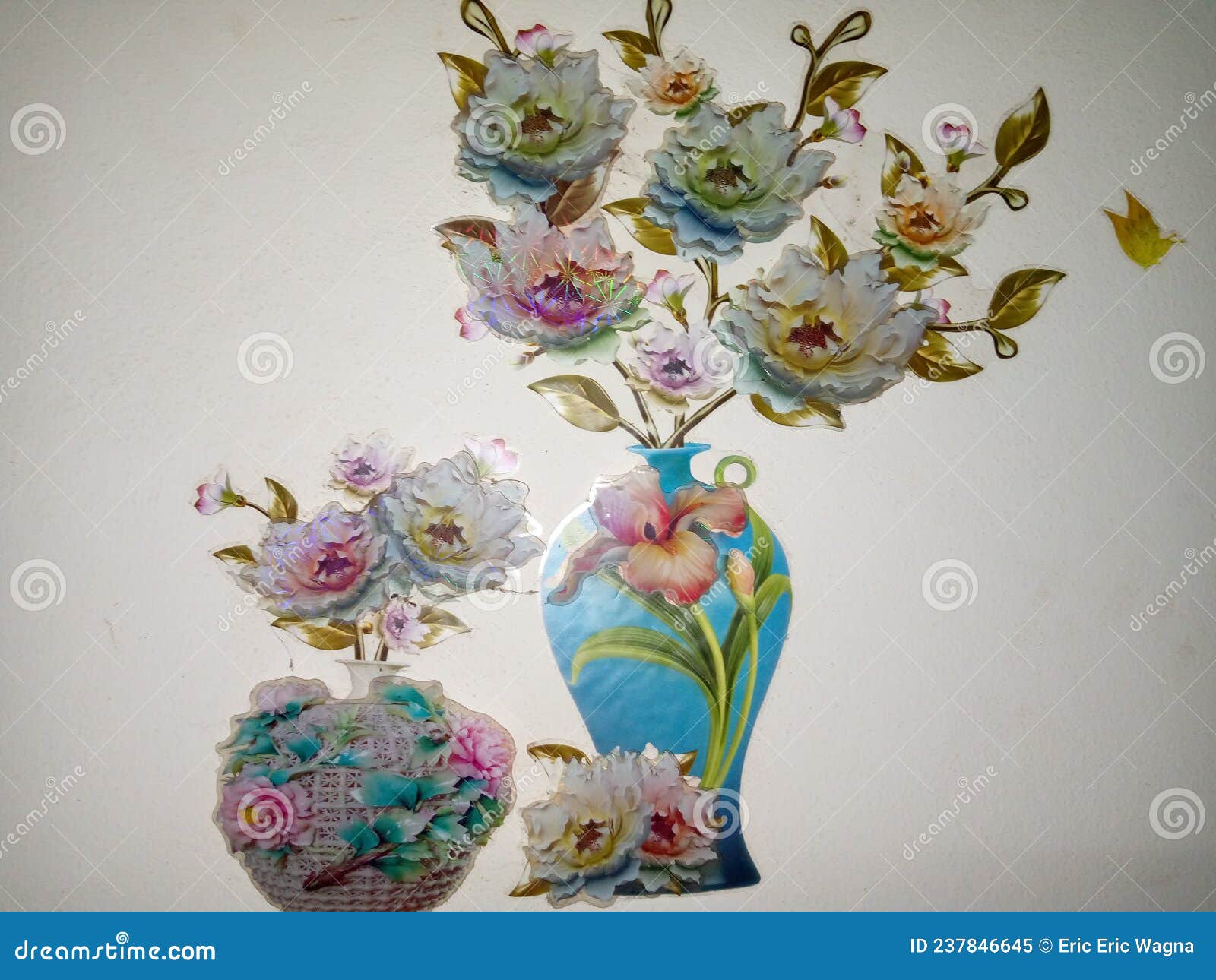 Wall Decoration with Plastic Flower. Stock Image Image of plant
