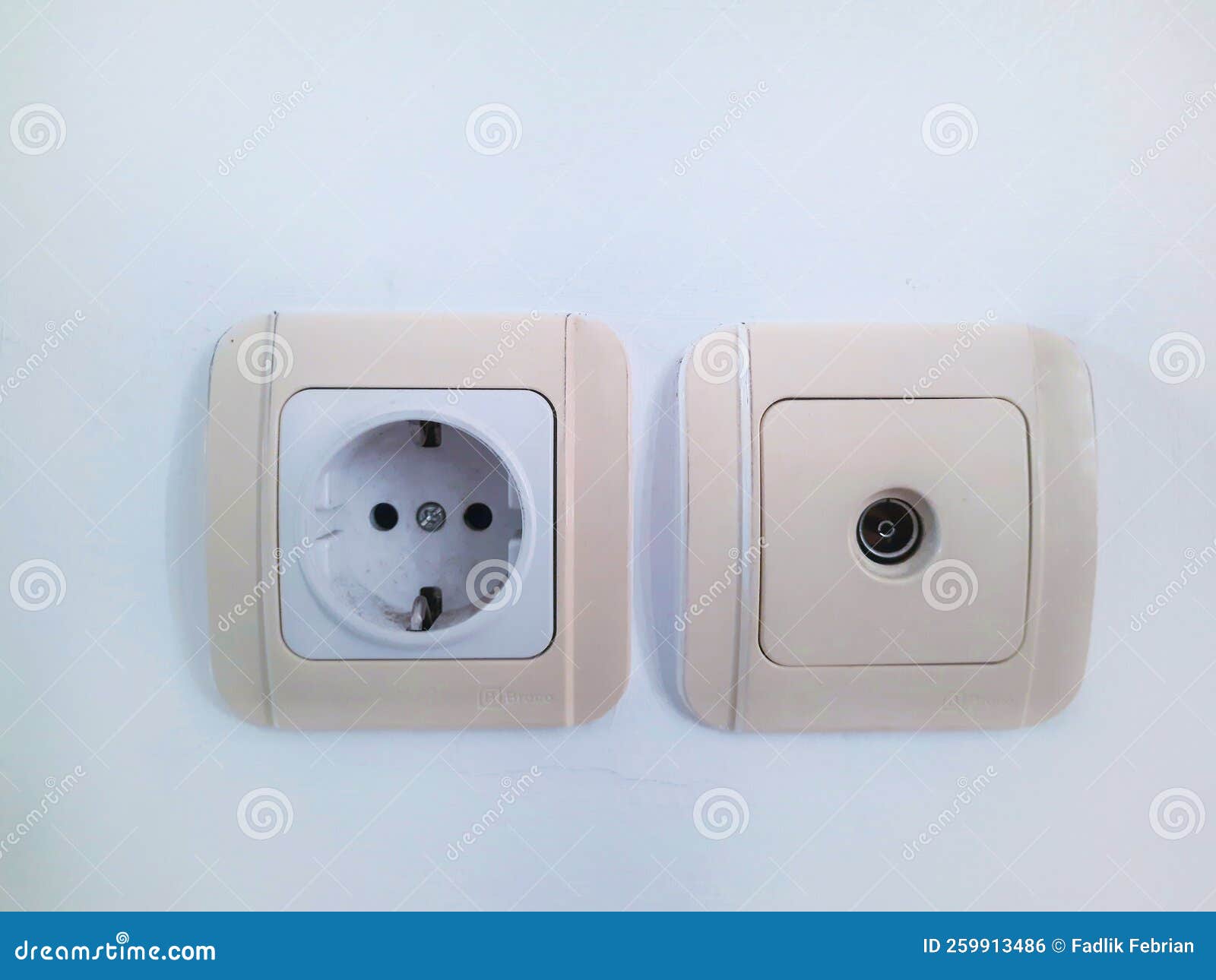 Wall Electrical Socket and TV Antenna Socket Stock Photo Image of
