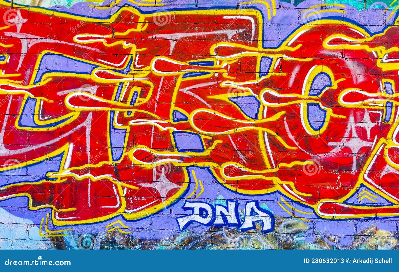 Wall with Graffiti Art Drawings Paintings in Puerto Escondido Mexico Editorial Stock Photo