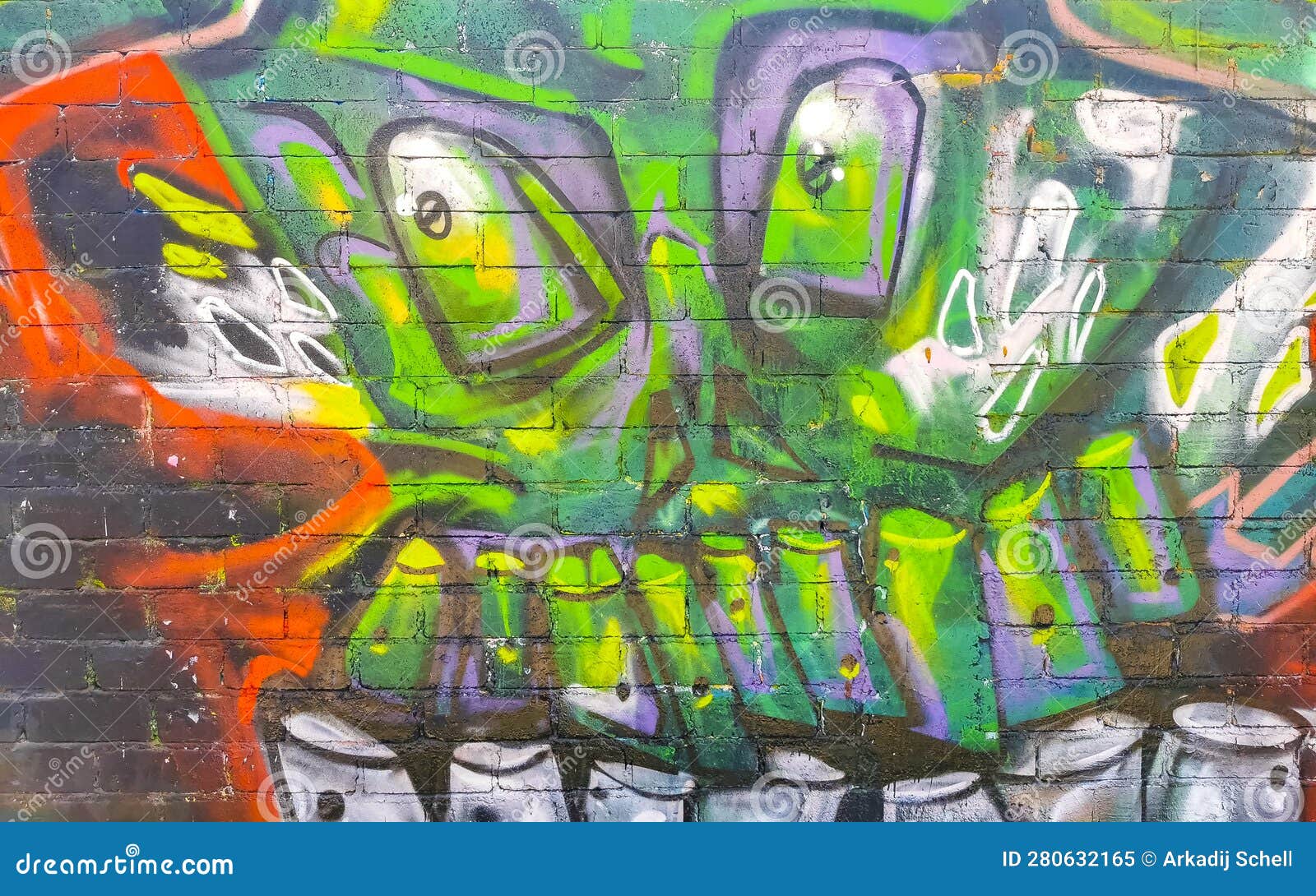 Wall with Graffiti Art Drawings Paintings in Puerto Escondido Mexico Editorial Image Image of