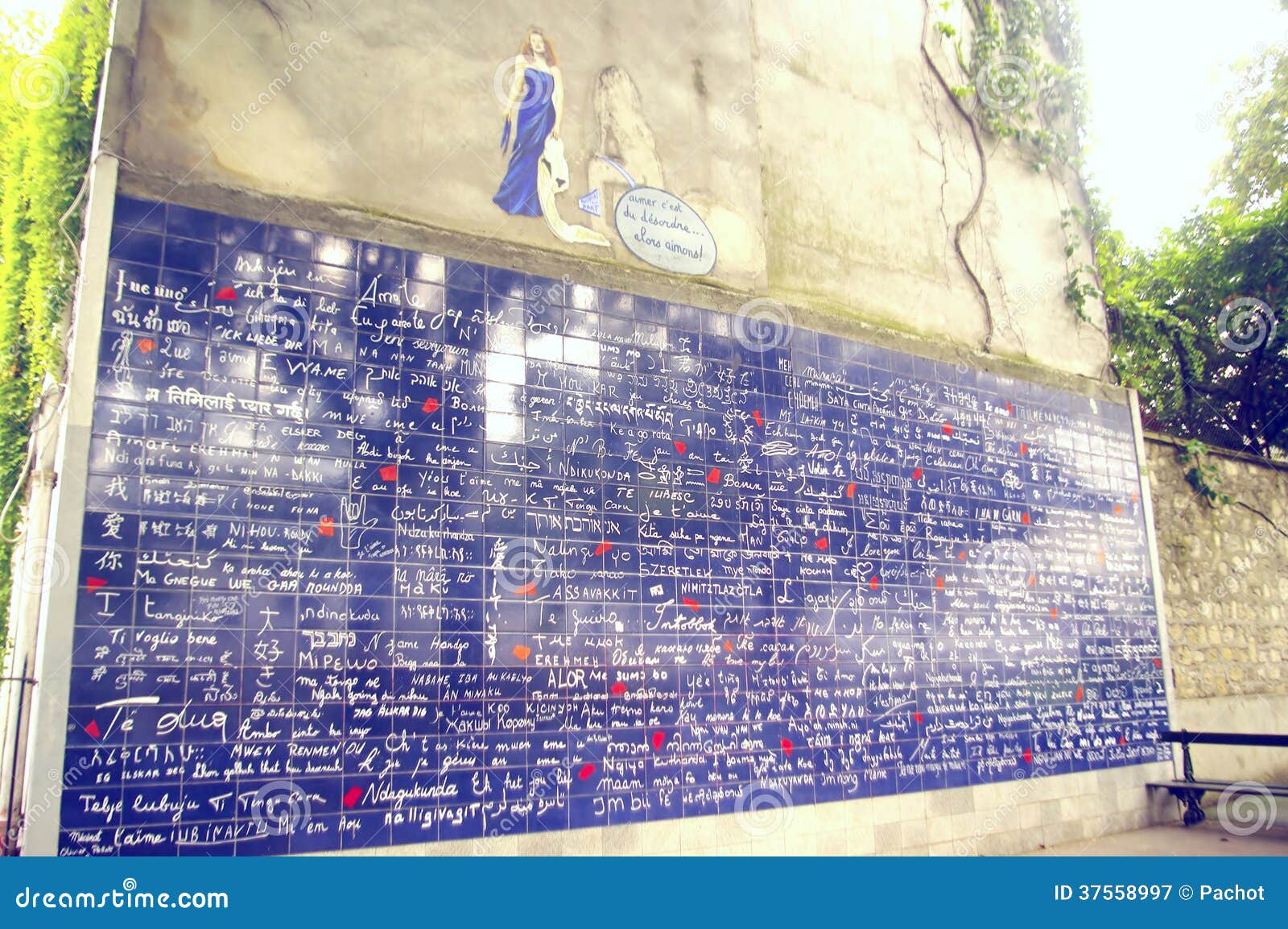 The Wall of I Love You in Paris Stock Image Image of tile, thought