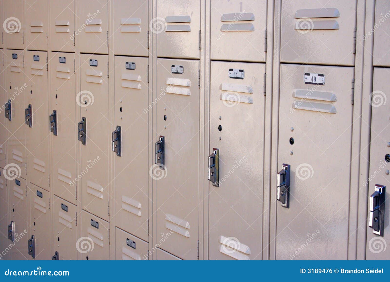 Wall of Lockers stock photo. Image of safe, hallway, sport 3189476