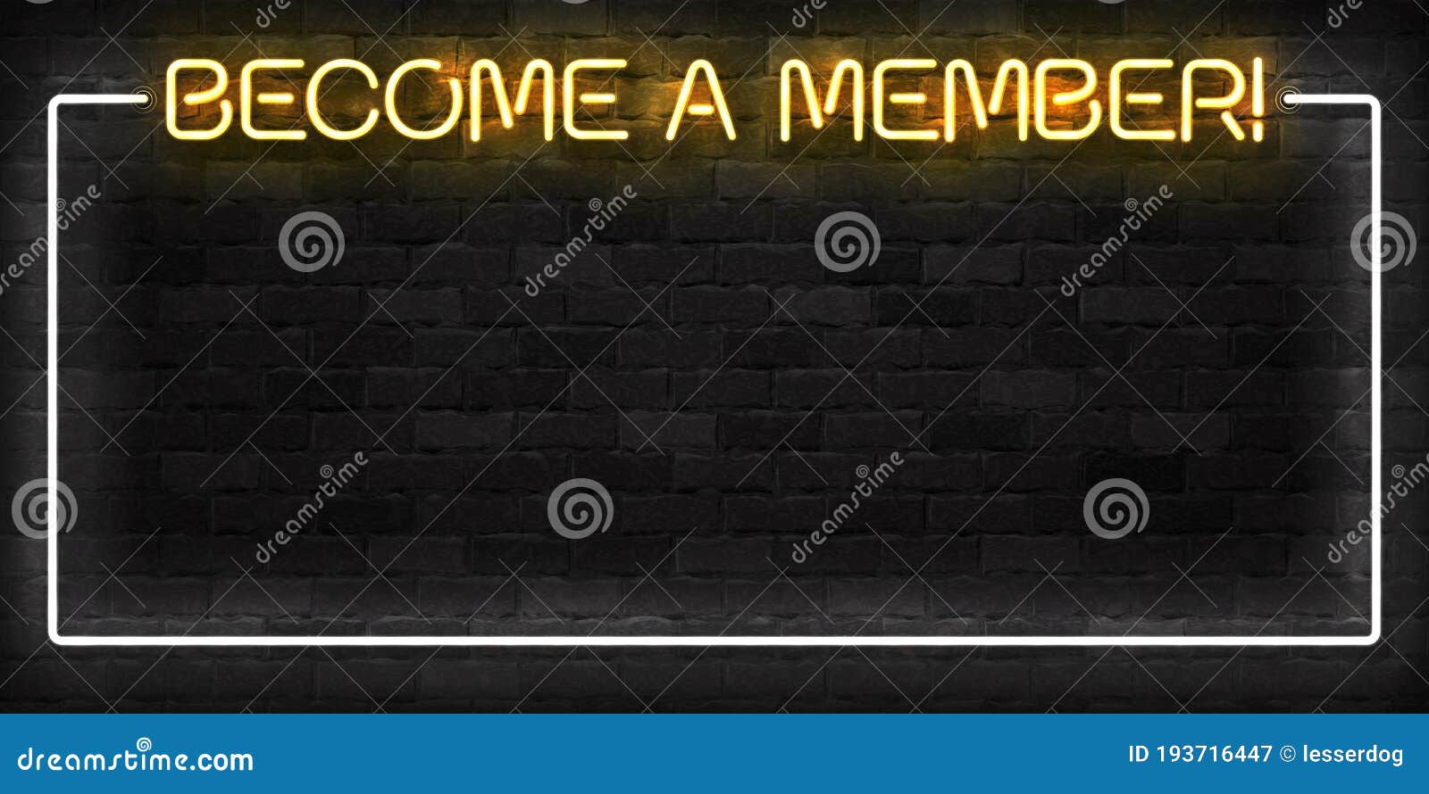  realistic  neon sign of become a member frame logo for template decoration and invitation covering on the wall back