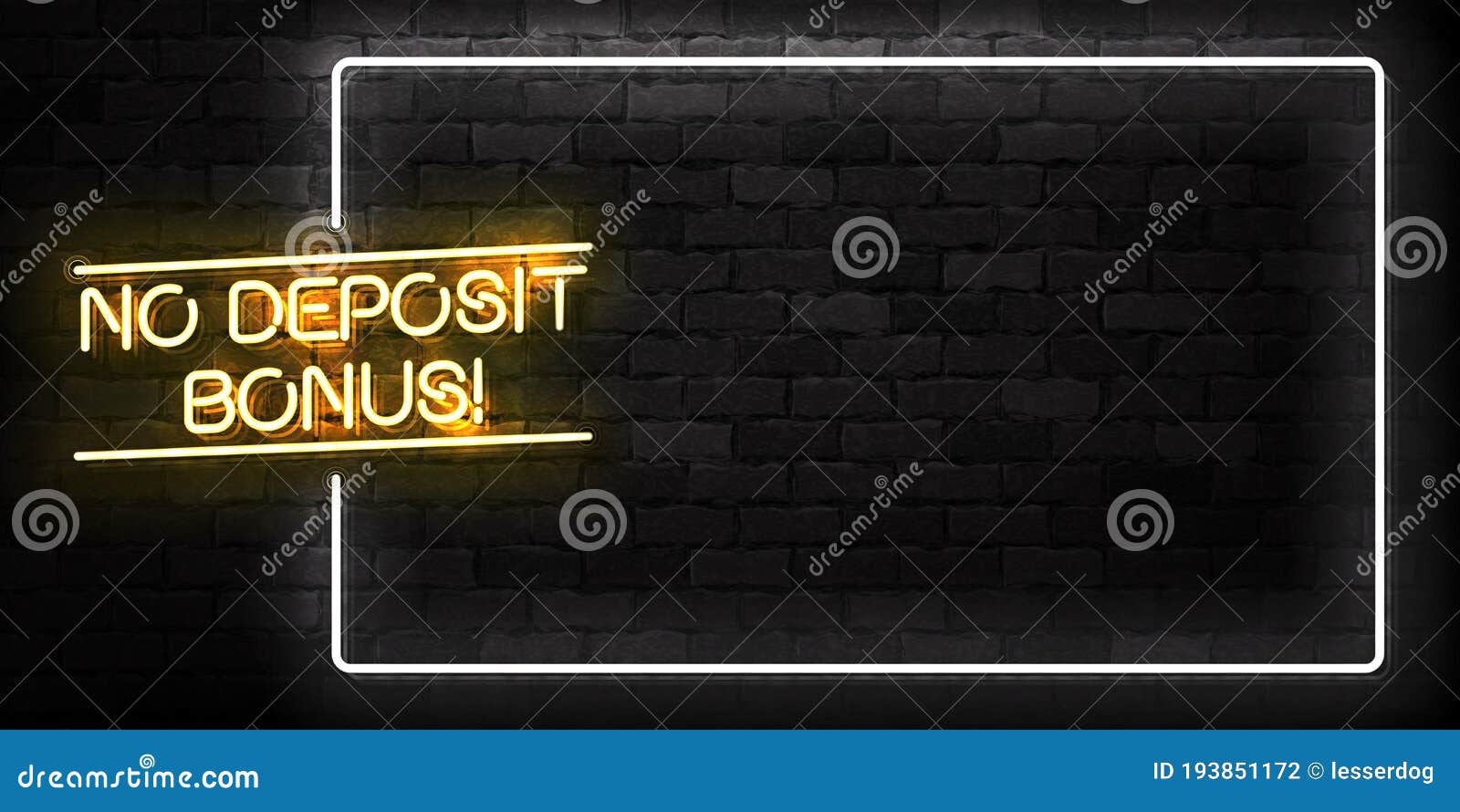  realistic  neon sign of no deposit bonus frame logo for template decoration and layout covering on the wall backgro