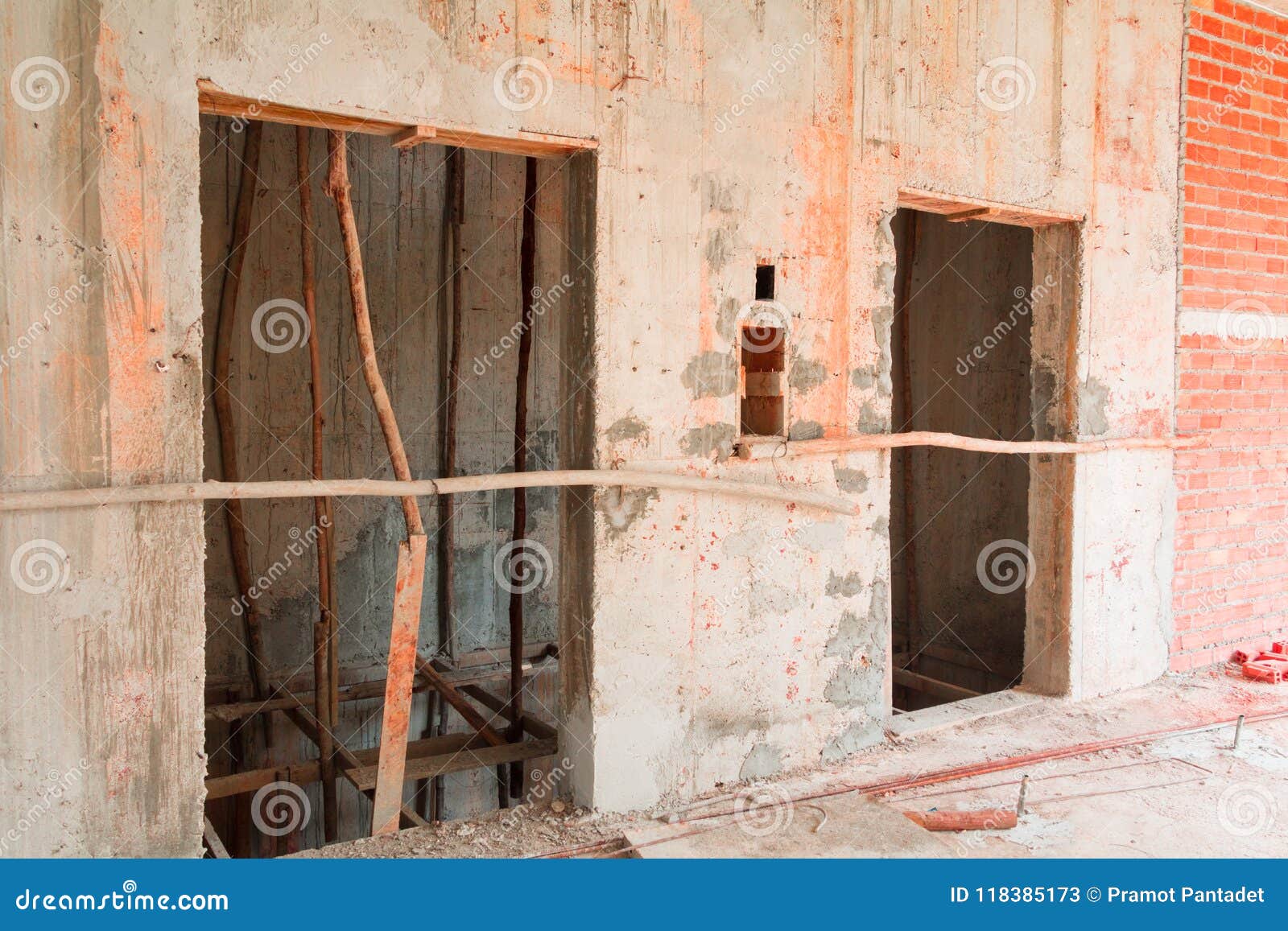 Wall Made Brick Construction Site Interior Room In Building