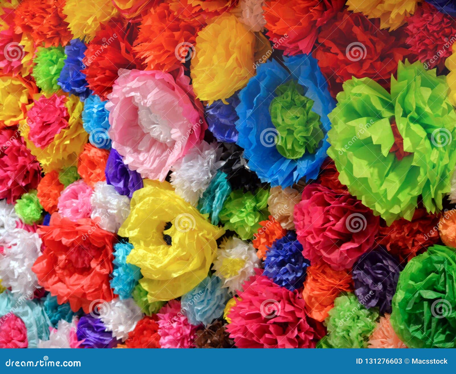 A Wall of Mexican Paper Flowers Stock Image - Image of paper, arts:  131276603