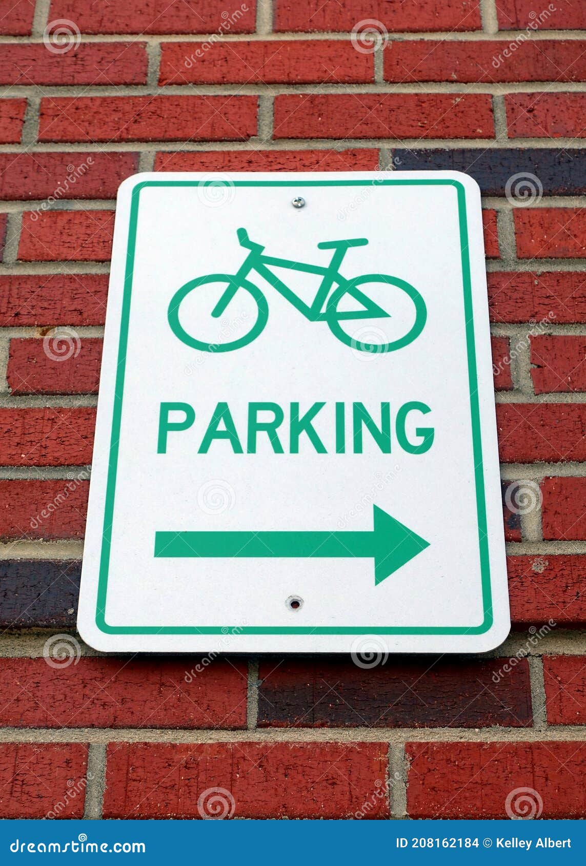Bicycle Parking Sign Mounted on a Brick Building Stock Photo Image of