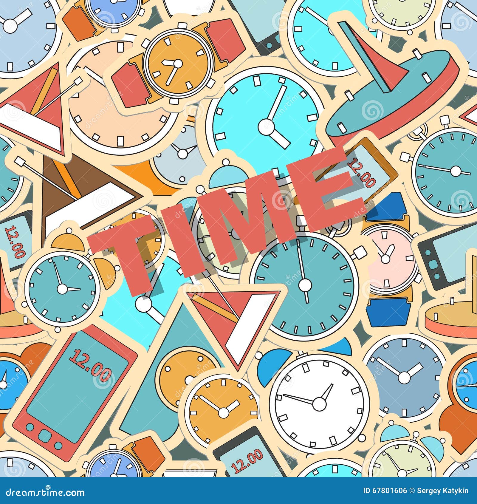 Wall Mounted Digital Clock. Stock Vector Illustration of alarm