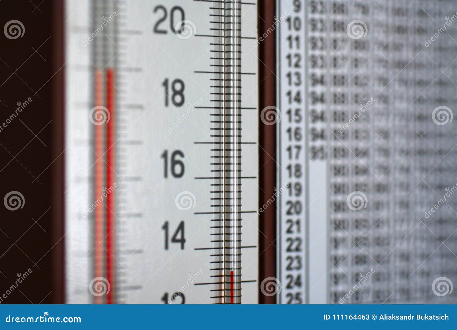 Wall Mounted Hygrometer Thermometer Shows a Column of Temperature and
