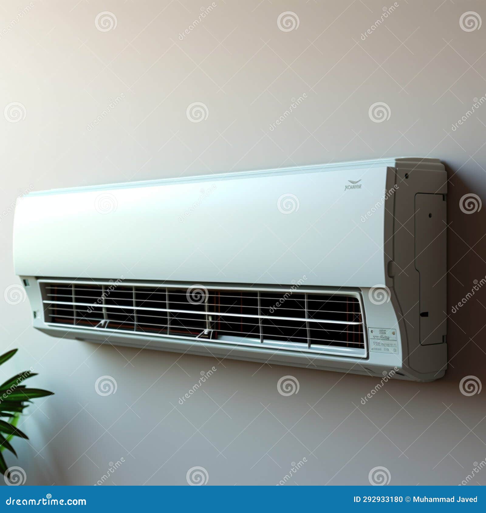 Wall Mounted Split AC Unit Against White Backdrop, Creating a Soothing