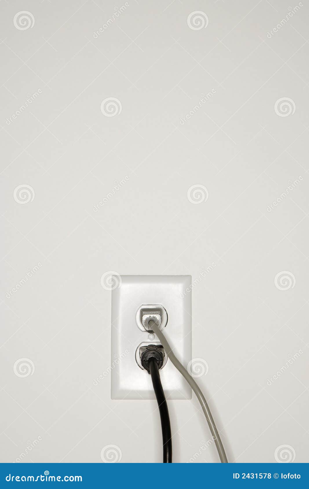 Wall outlet with plugs. stock photo. Image of energy, photograph 2431578