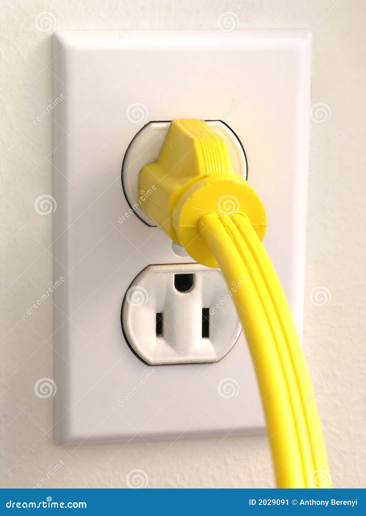 Wall Outlet Yellow Plug stock image. Image of building 2029091