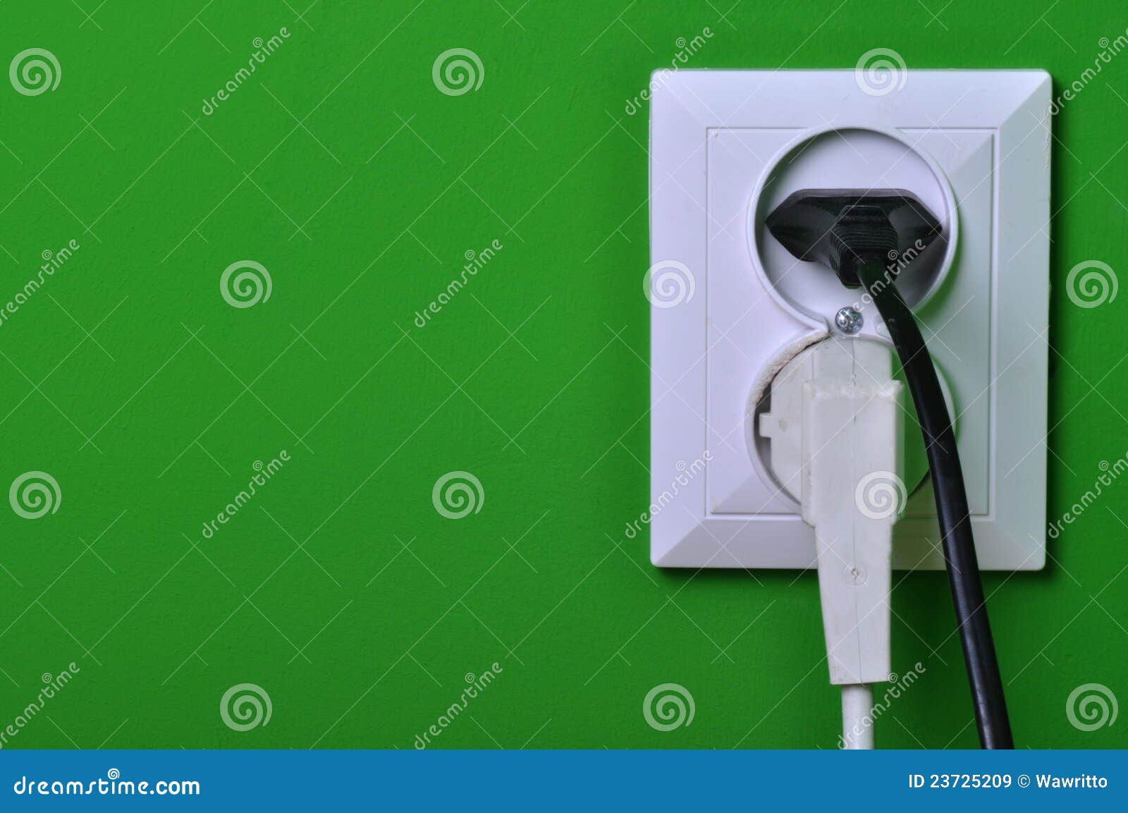 Wall Outlets on the Green Wall Stock Image Image of concept, socket