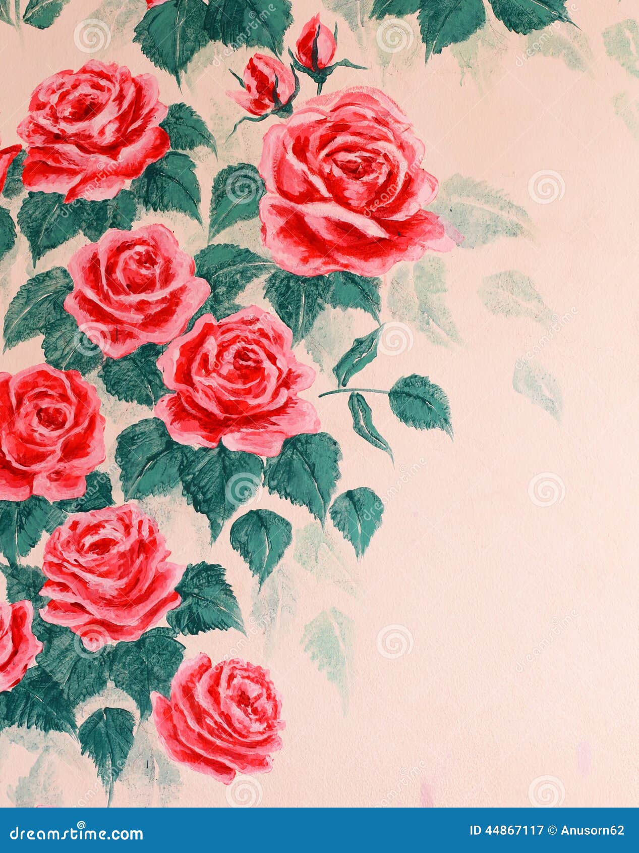 Wall with painting rose stock image. Image of leaf, holiday - 44867117