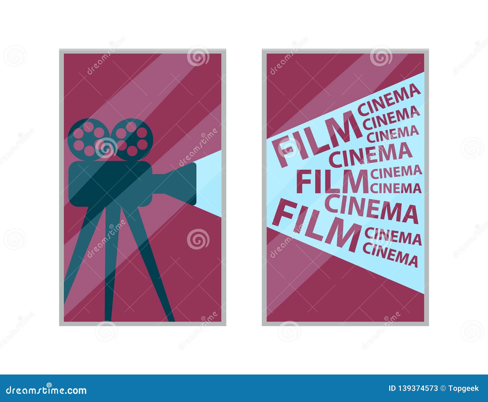 Wall Picture of Old Video Camera with Film Reels Stock Vector