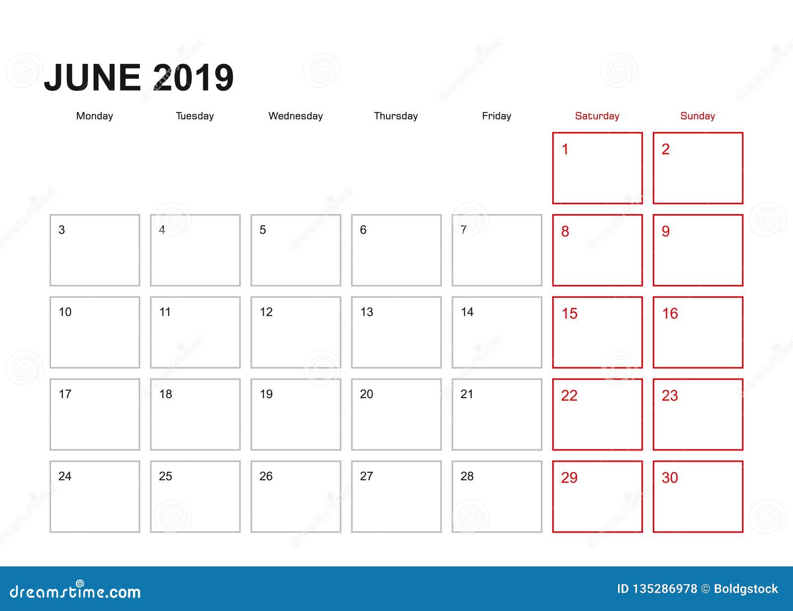 wall planner for june 2019 in english language week starts calendar monday start