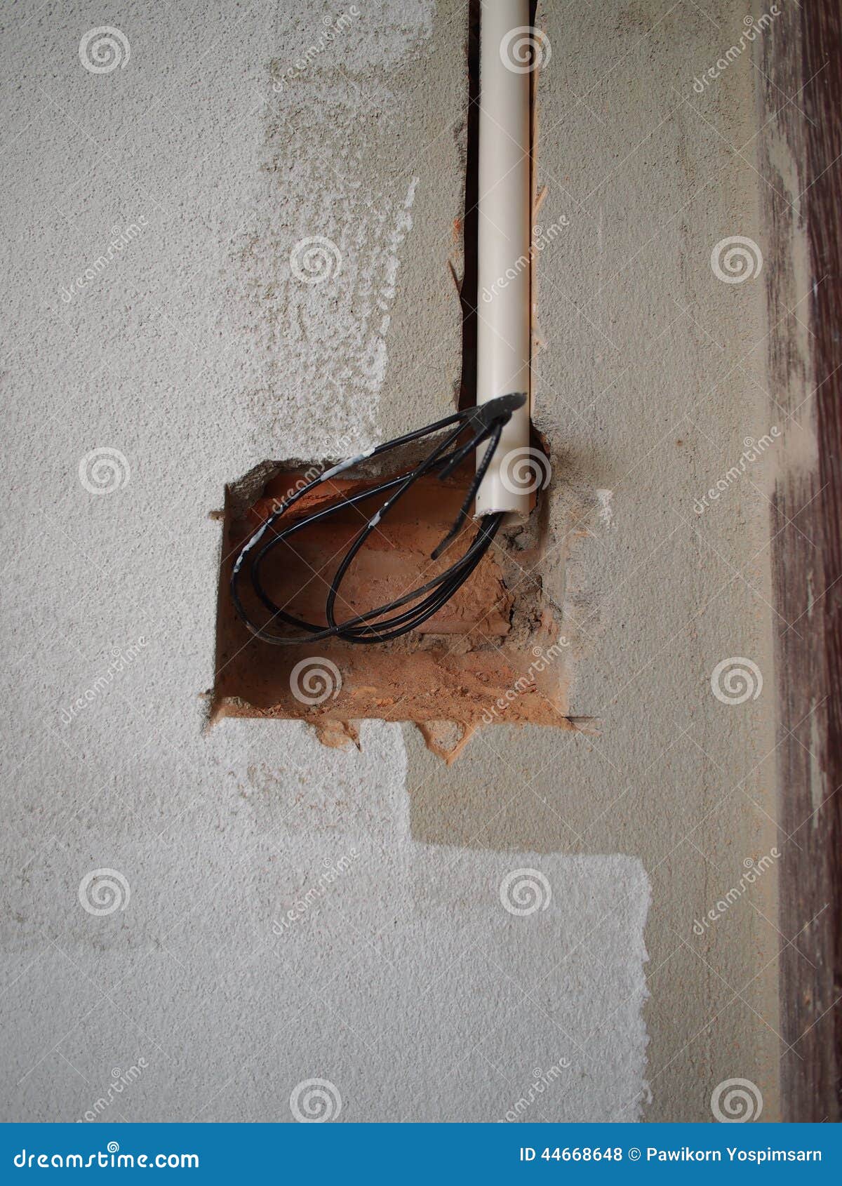 Wall Prepare for Electrical Conduit Stock Photo - Image of construction,  build: 44668648