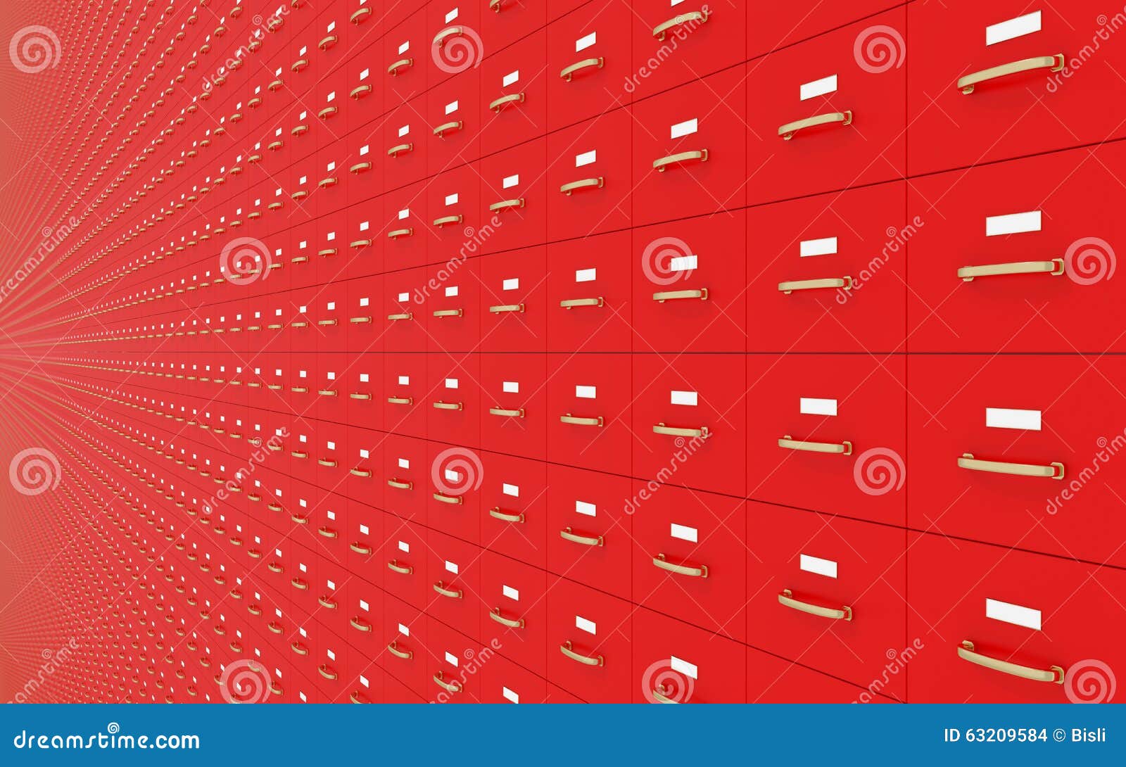 Wall of Red Filing Stock Illustration Illustration of