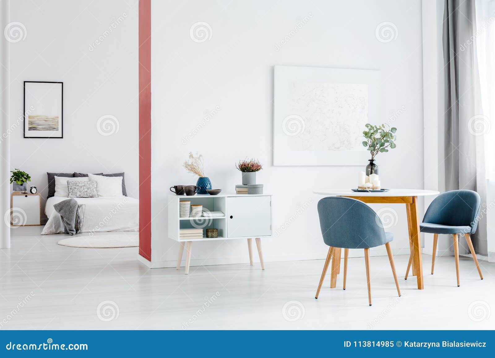 Wall Separating Open Space Interior Stock Image Image Of