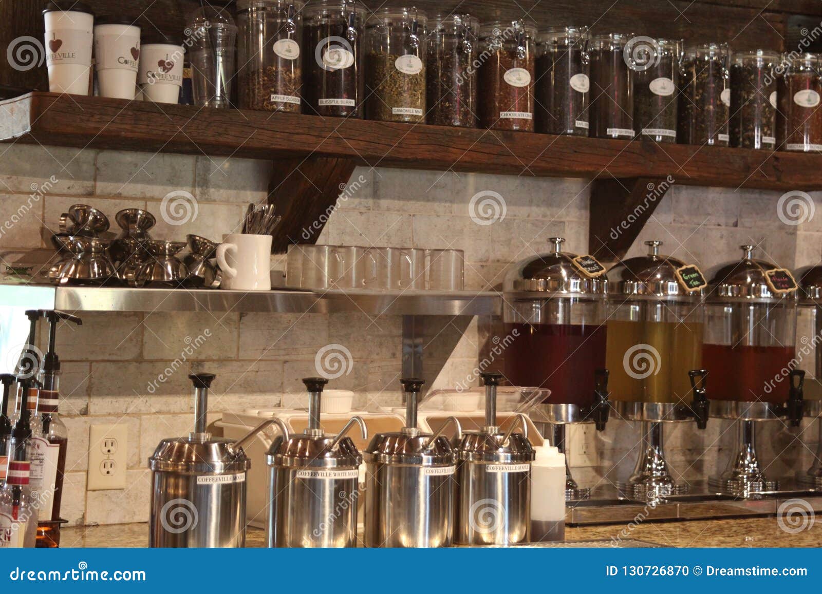 A Wall of SHELF of Several Coffee and Tea. Editorial Image Image of