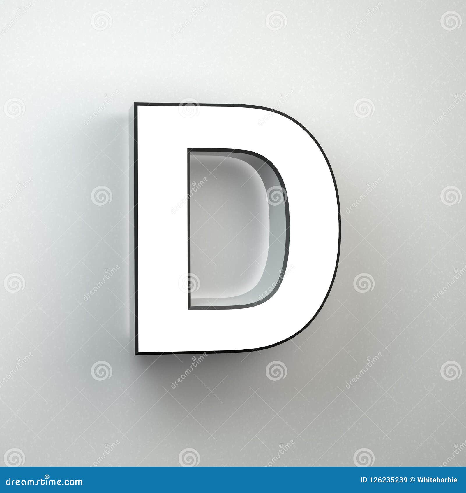 Wall Sign Letter D Uppercase Neon Font Isolated on White Wall. Stock ...