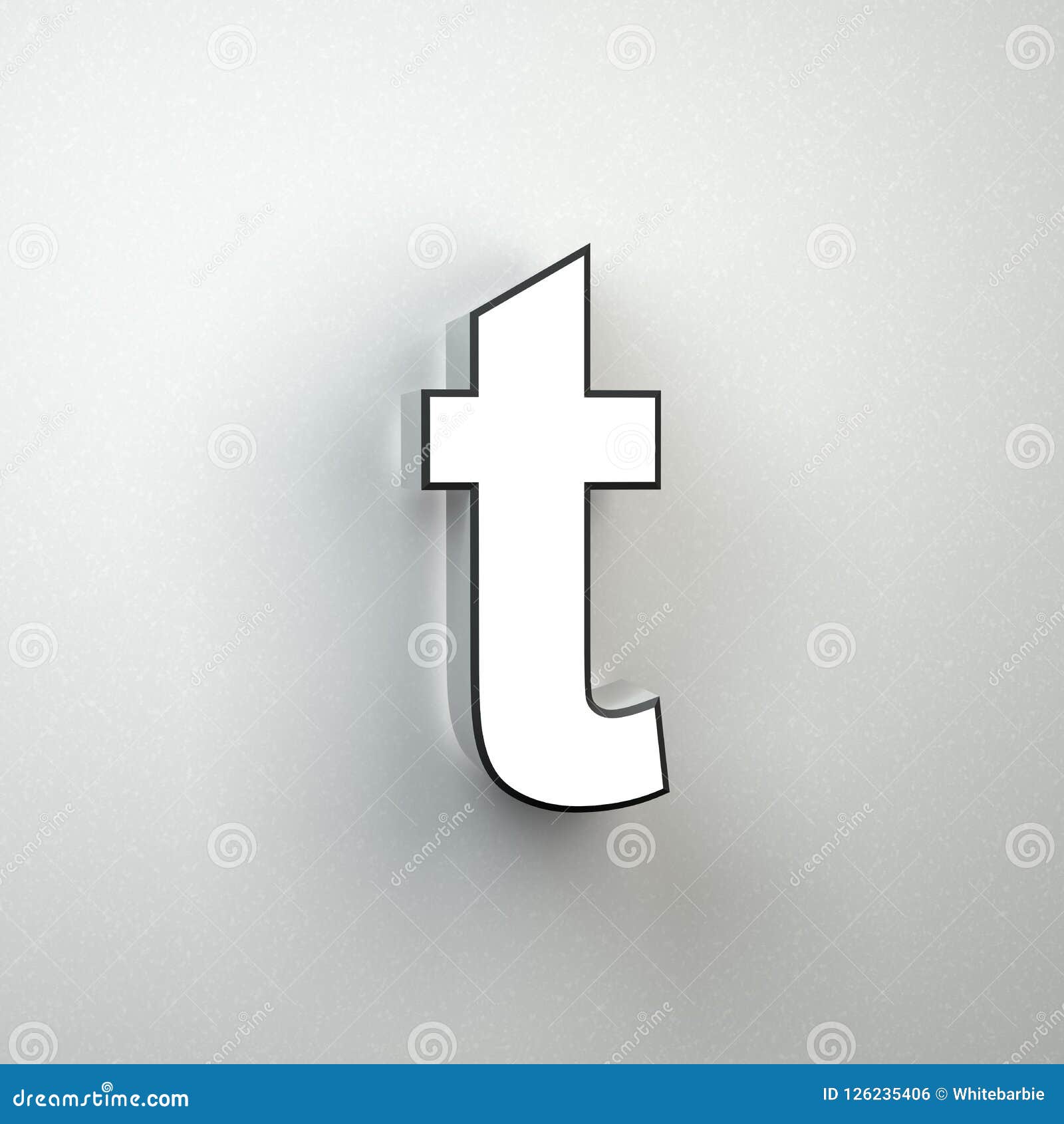 Wall Sign Letter T Lowercase Neon Font Isolated on White Wall. Stock