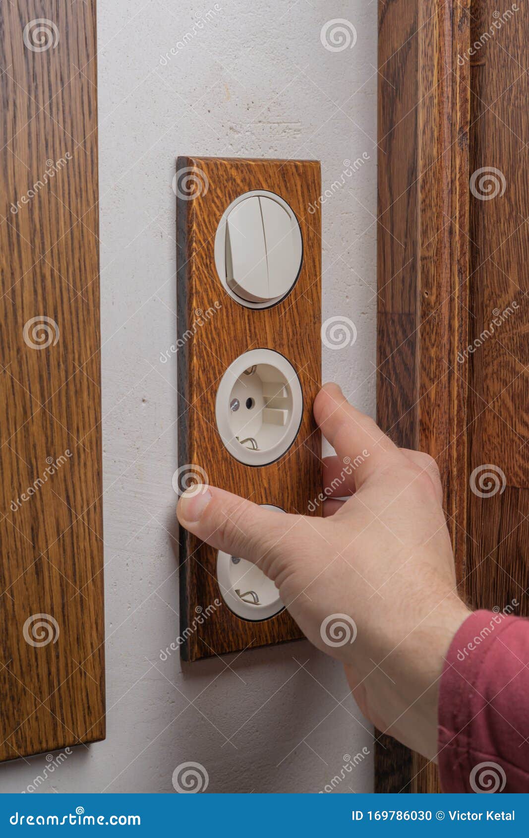 Wall Socket . the Process of Installing an Electrical Outlet Stock