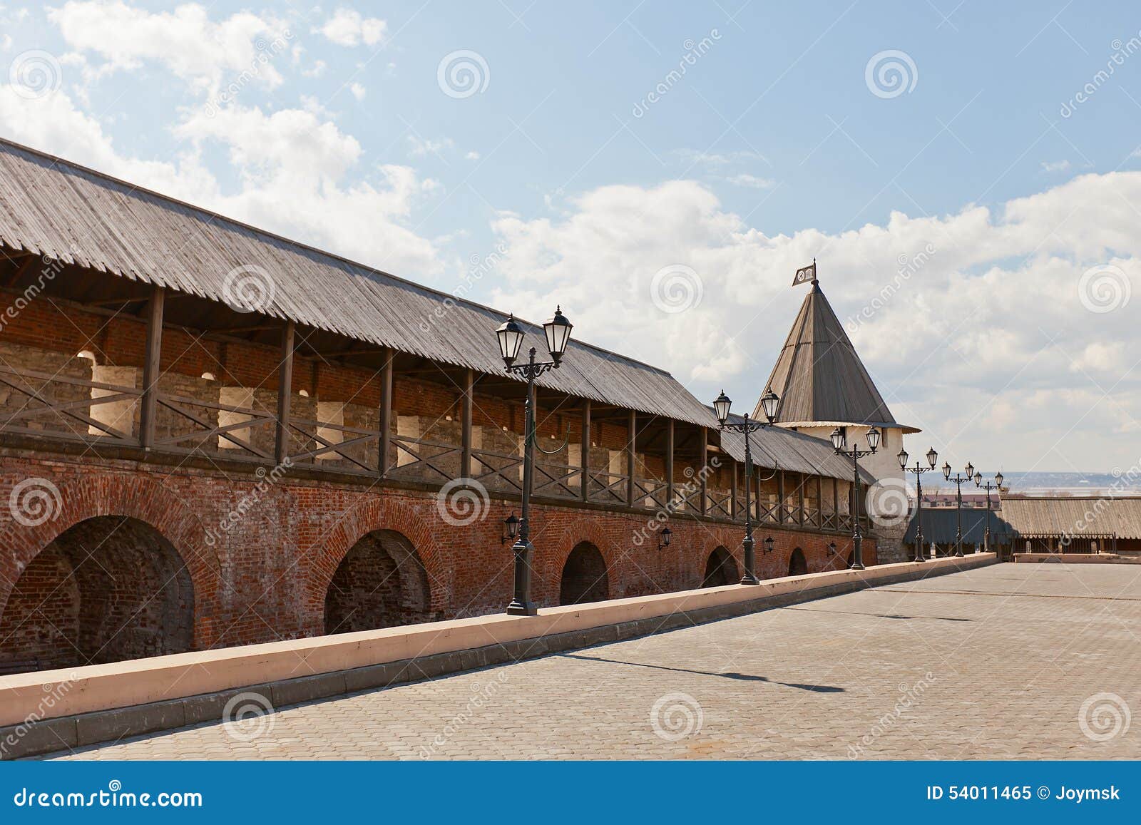 wall and southwest tower (xvi c.) of kazan kremlin, russia