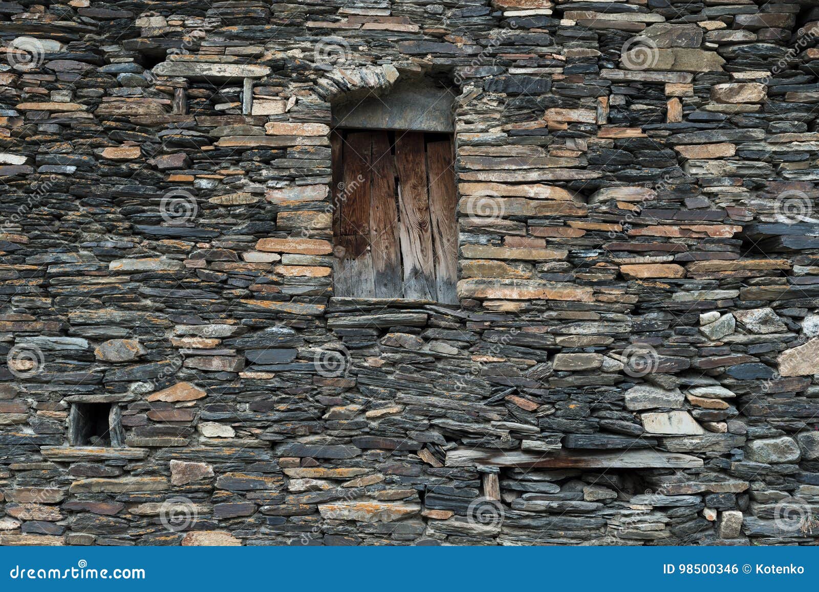 Wall of a Stone Tower in the Ushguli Community, Svaneti, Georgia Stock ...