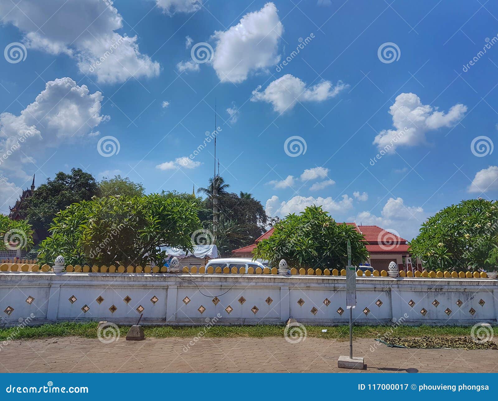 the wall style for temple in laos