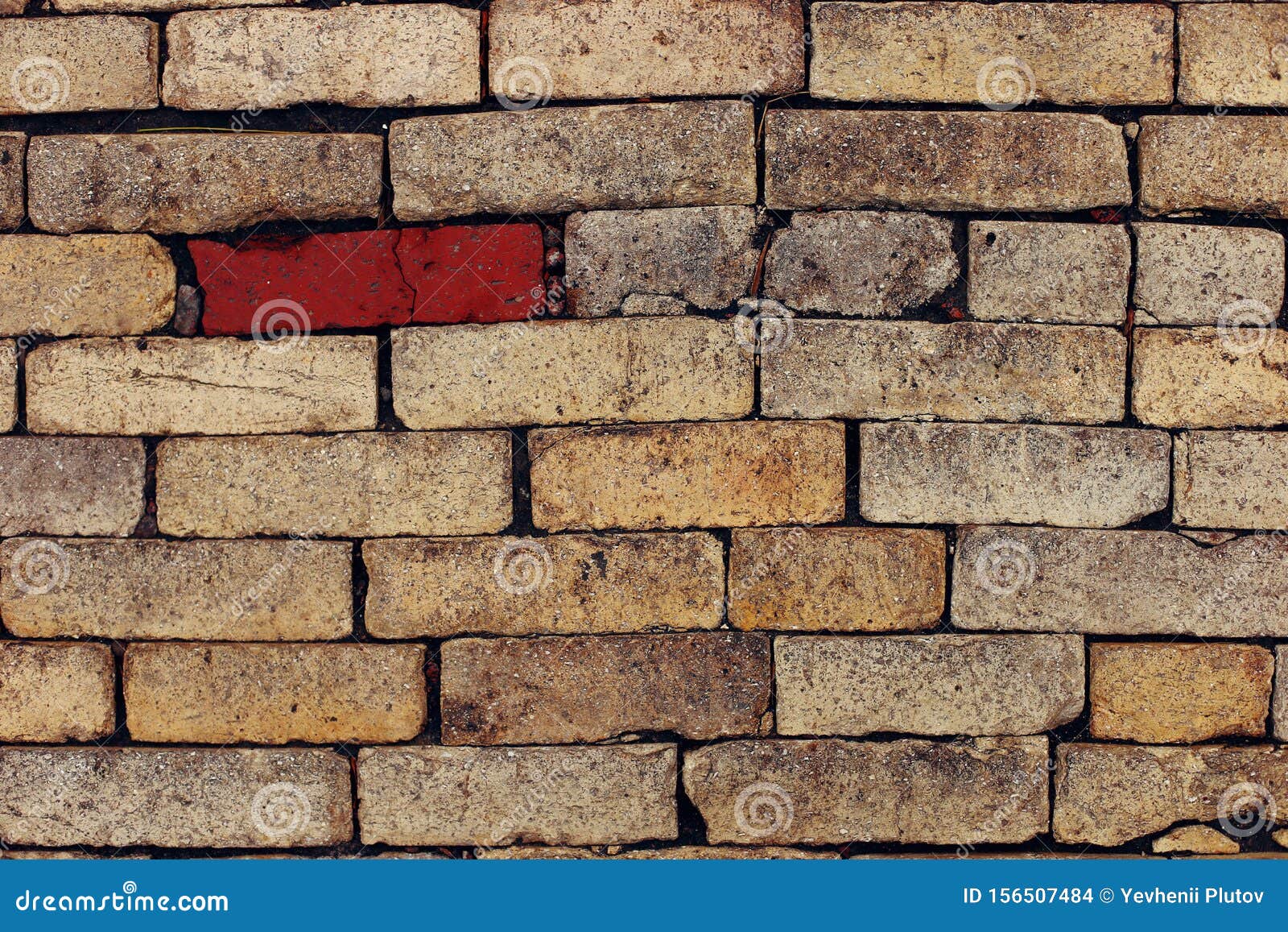 Wall of Yellow Bricks, One Unique Red. Texture, Wallpaper Background Stock  Photo - Image of block, brickwork: 156507484