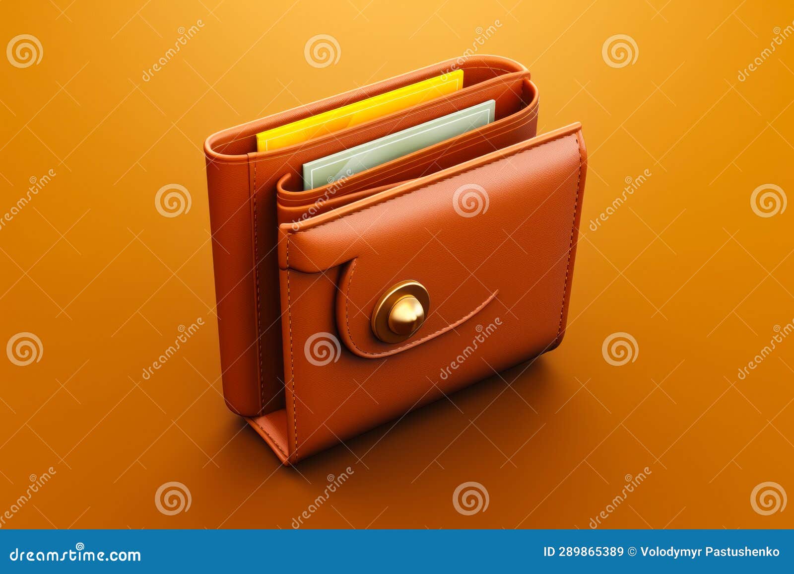 Wallet with Card Holder and Yellow Folder in it. Generative AI Stock