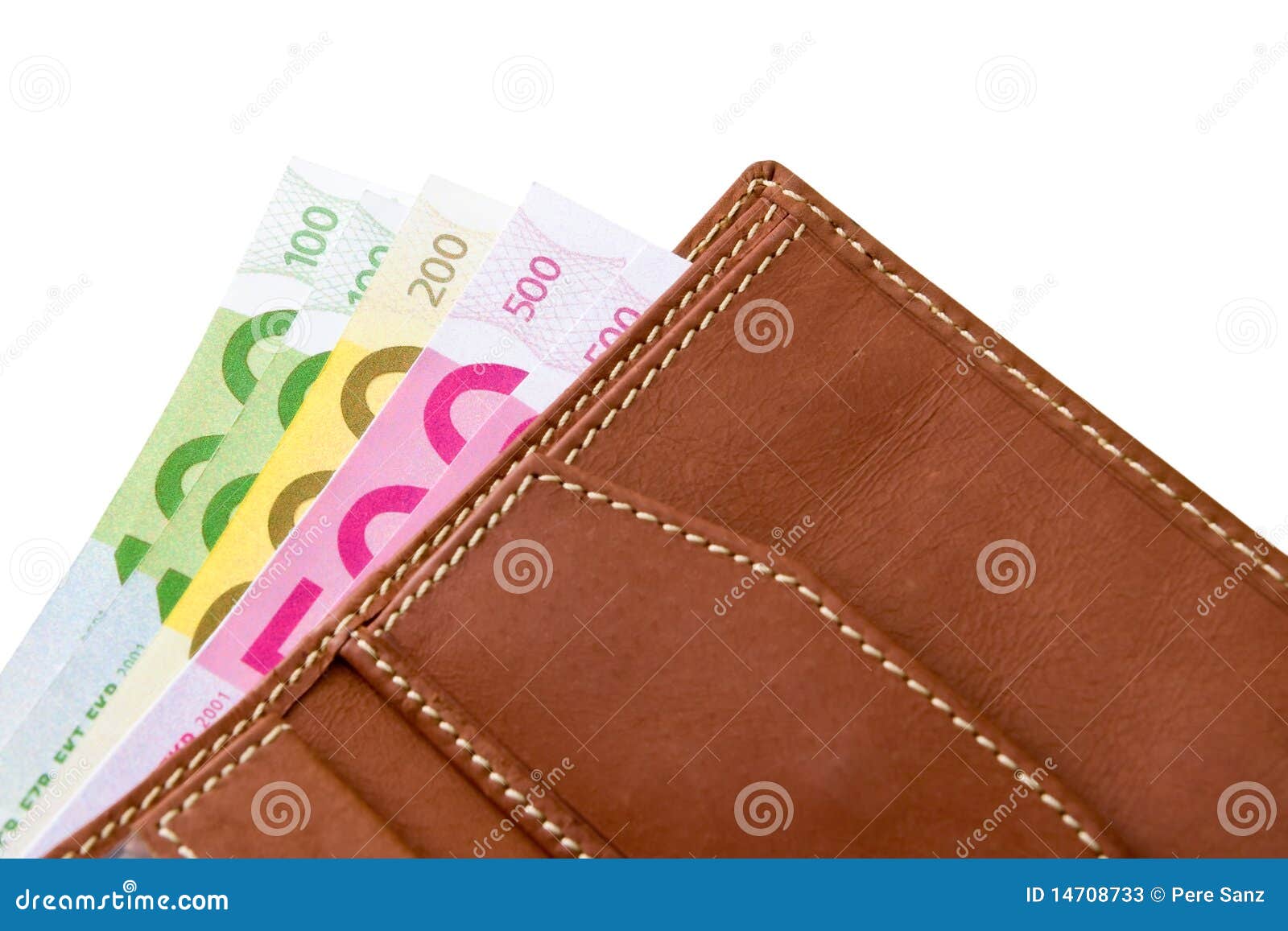Wallet with euro banknotes stock image. Image of currency - 14708733