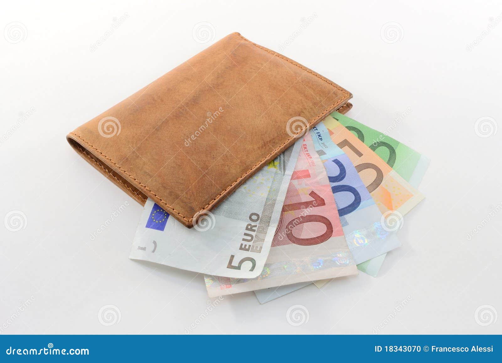 Wallet with euro banknotes stock photo. Image of leather - 18343070