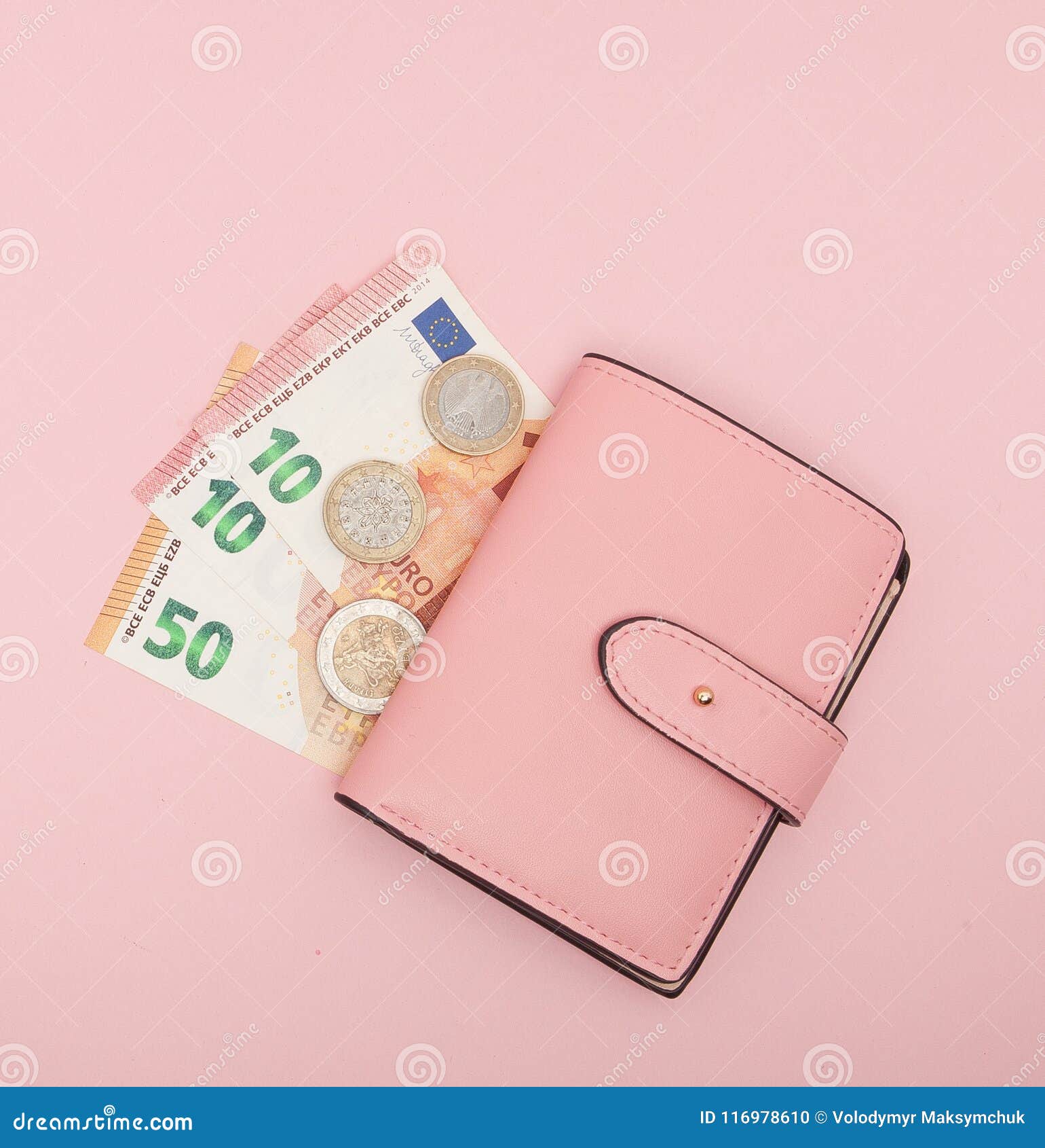 Wallet With Euro Currency On A Vibrant Blue Background. Business Concept And Instagram Stock ...
