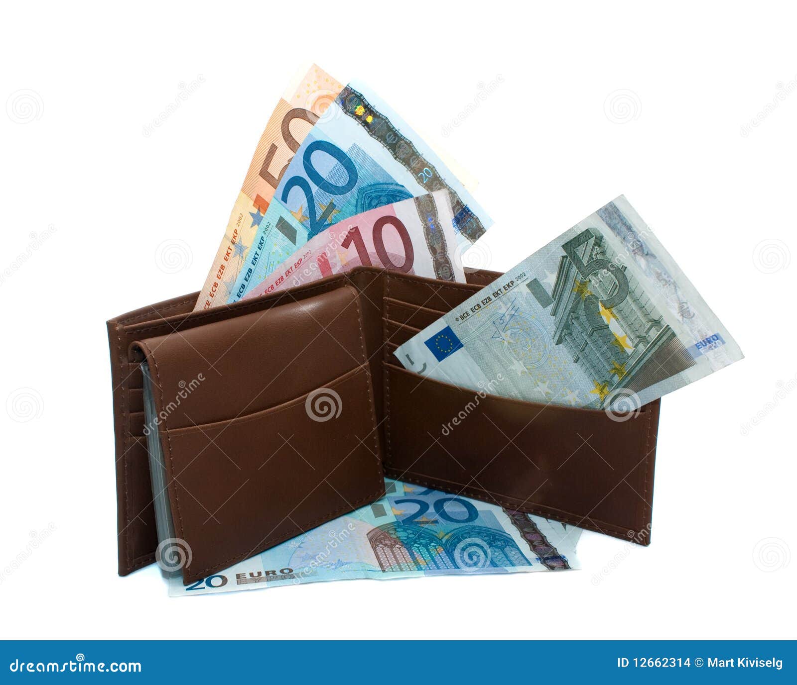 Wallet full of Euro money stock photo. Image of isolated - 12662314