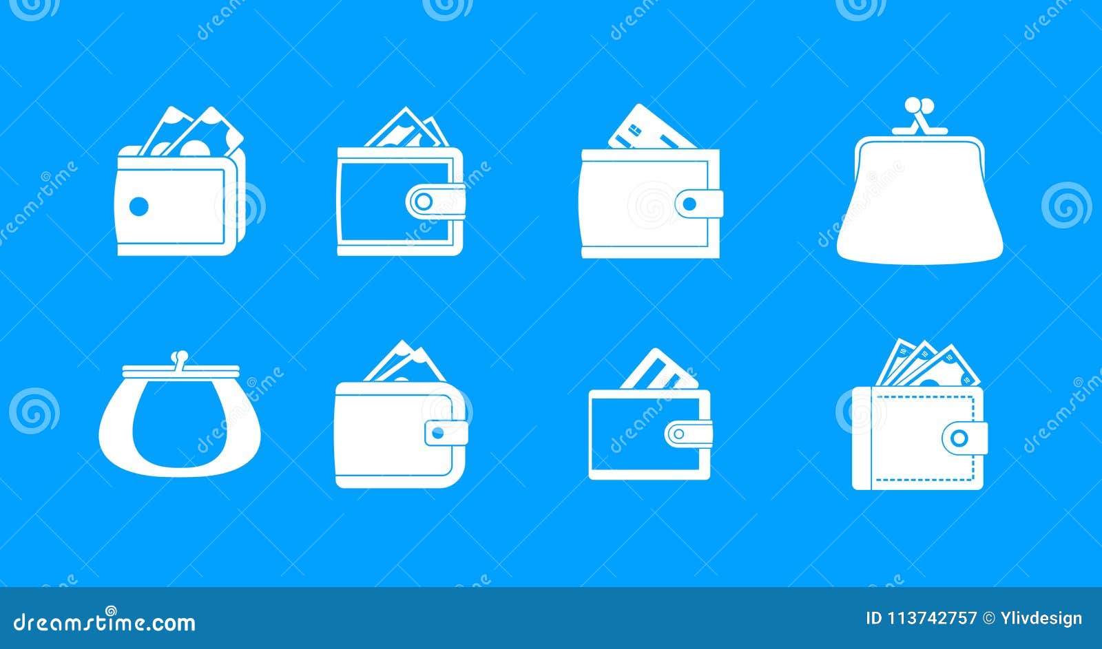 Wallet Icon Blue Set Vector Stock Vector Illustration of object, bank