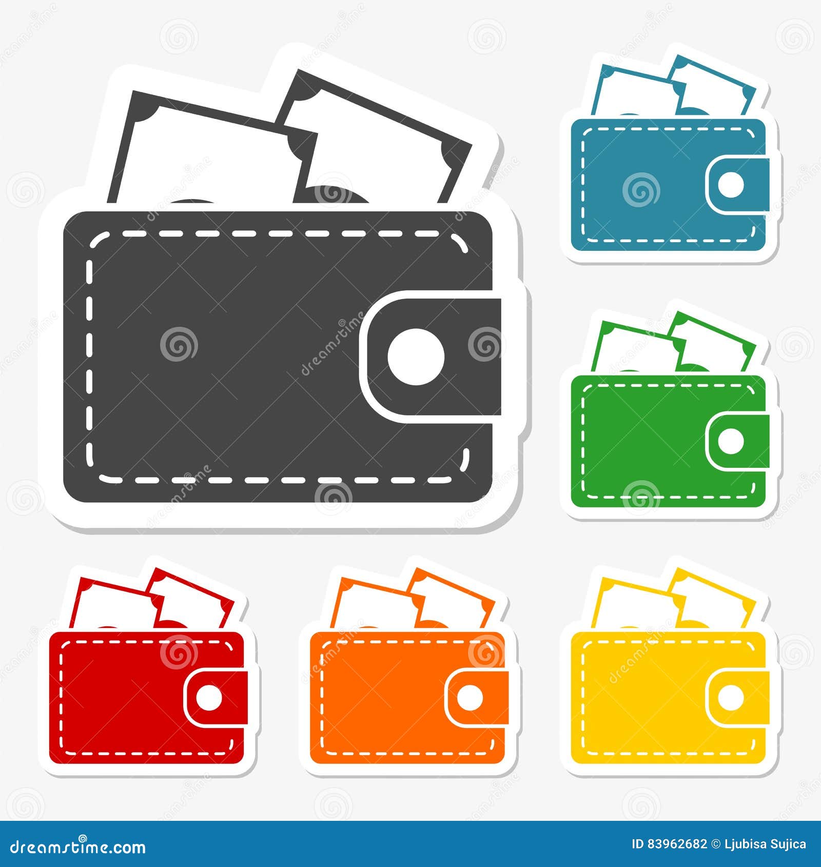 Wallet icons stickers set stock vector. Illustration of blue 83962682