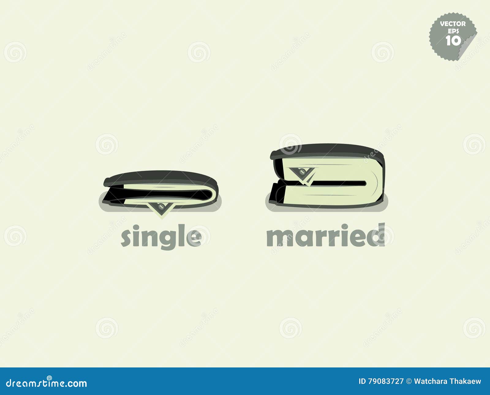 Wallet Money Comparison between Single and Married Stock Illustration