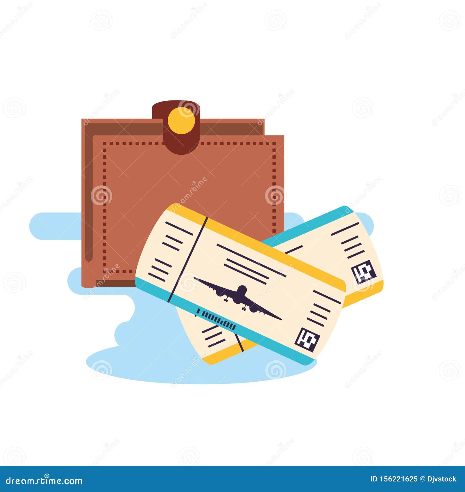 Wallet with Ticket Flight Document Stock Illustration Illustration of