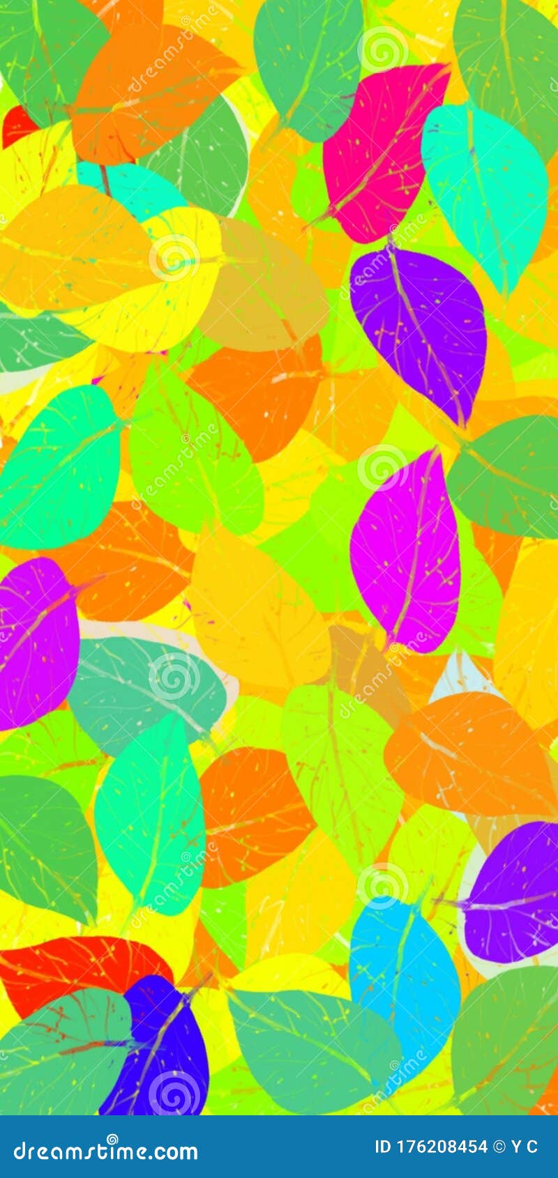 wallpaper background smartphone rainbow full colour abstrack sketch leaves color painting 176208454