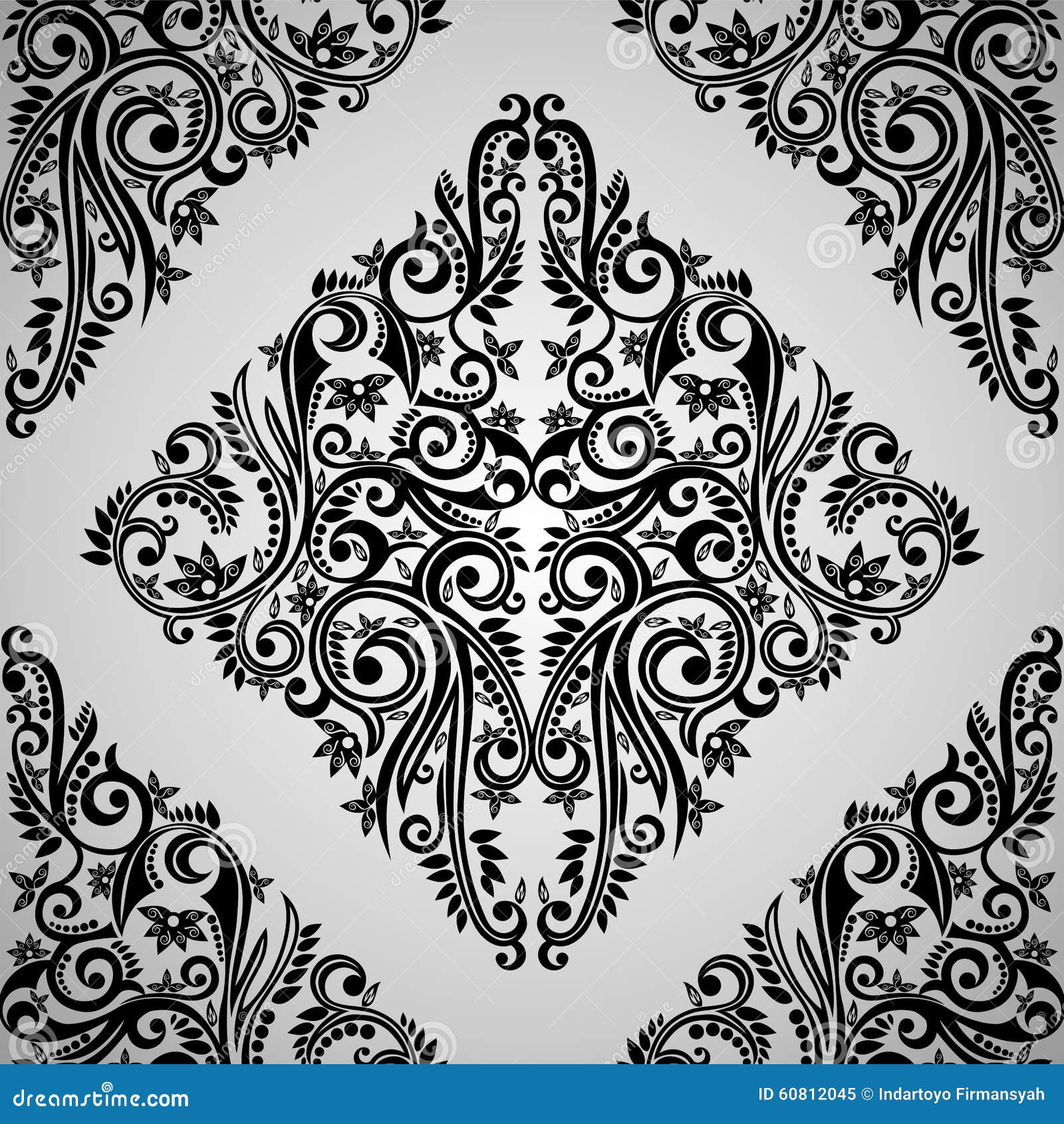 Wallpaper Batik Abstract Tile With Swirl Stock Illustration