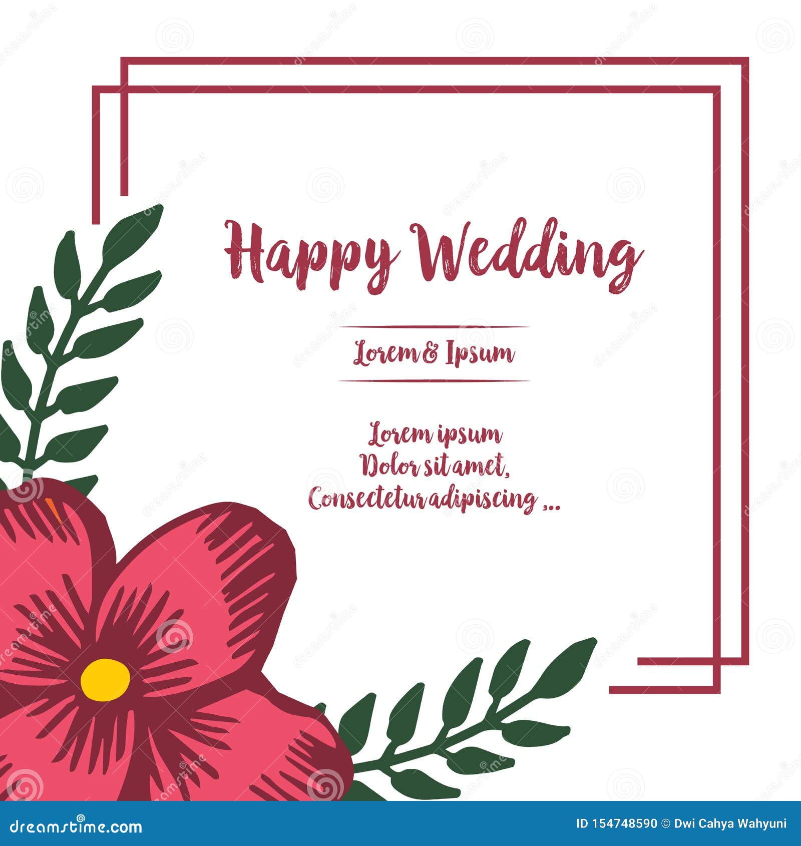 Wallpaper of Card Happy Wedding, Element Design Red Flower Frame. Vector  Stock Vector - Illustration of graphic, frame: 154748590